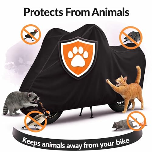 Image of 100% Waterproof R0yal Enfie!d Bike Cover | Polyester Body Cover for Rain & Sun | UV Protection, Dustproof, Scratch Resistant, Windproof, Heat Resistant, Vehicle Specific Fit Black