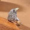 KONFEN Adjustable Silver Viking Ring for Men - Eagle Pattern, Vintage Hip Pop Chunky Fidget Toe Thumb Open Single Animal Jewelry Gift for Boys #2