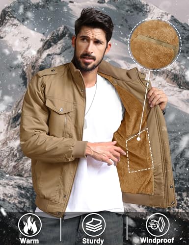 Image of TACVASEN Men's Lightweight Military Cotton Jacket Casual Windbreaker Coat | with zipper and hidden snap,stand collar,multi pockets,tactical m65 field cargo outerwear for winter & fall,utility windproof