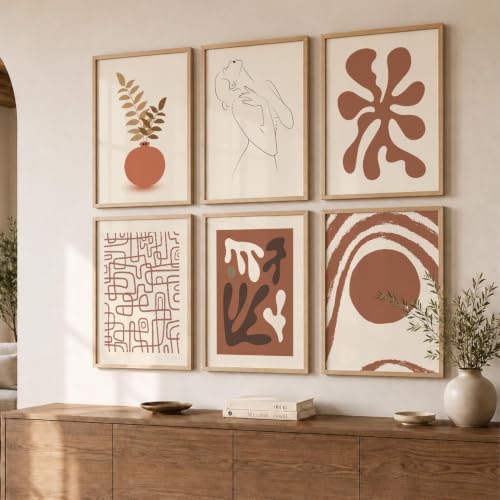 Image of kotart Boho Theme Digital Painting for Wall Decoration - Minimal Art Prints Living Room Bedroom Office Decor (14X20 Inch, J) Pack of 6