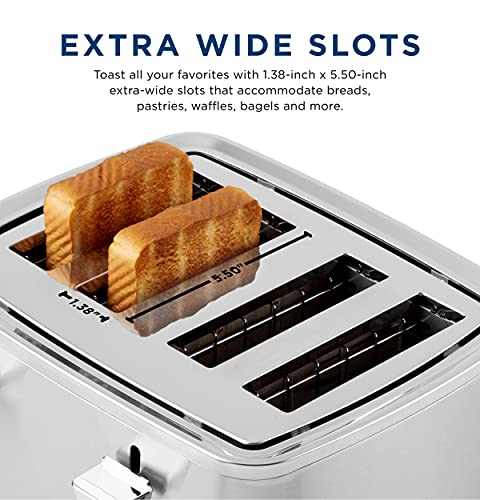 image for GE Stainless Steel 4 Slice Toaster | Extra Wide Slots for Bagels, Brea