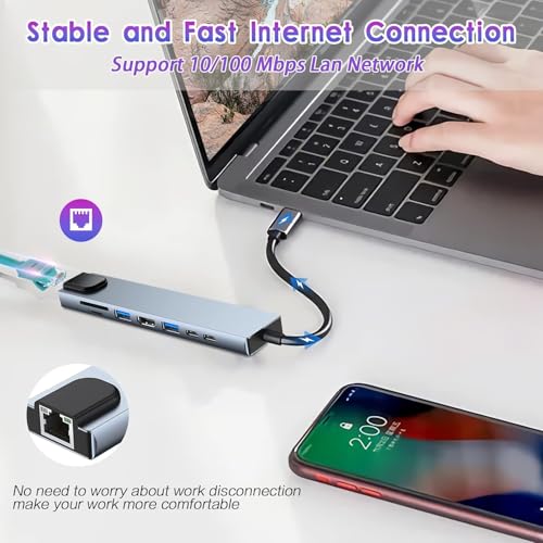 Image of NEXSA USB C Hub Multiport Adapter, 8-in-1 Docking Station with HDMI, Ethernet, USB 3.0, SD /TF Card Reader, Space Grey