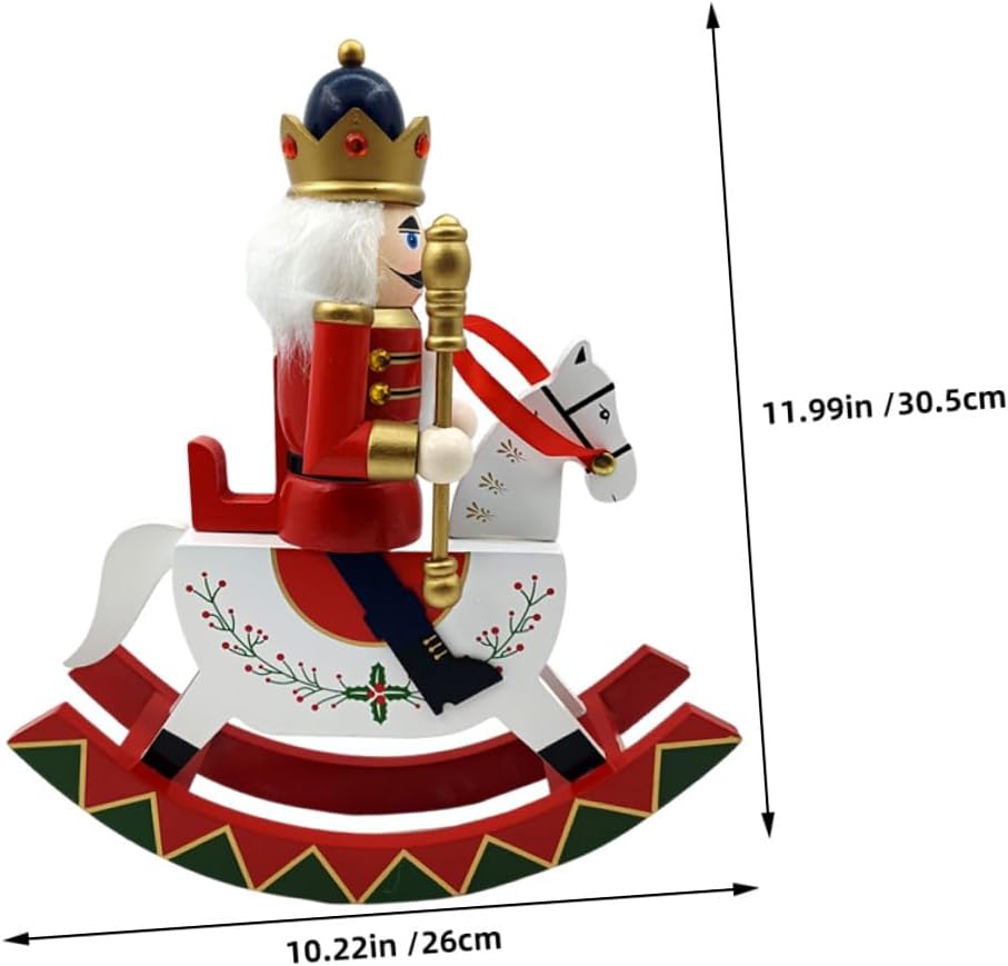Wooden Christmas Nutcracker Figurine Large on Horse Tabletop Ornament Red Nutcracker Xmas Party Decoration
