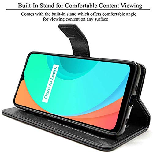 Image of Flip Cover Compatible with Realme C11 | Premium Leather Finish | Inbuilt Pockets & Stand | Flip Cover Back Case for Realme C11 (Black)