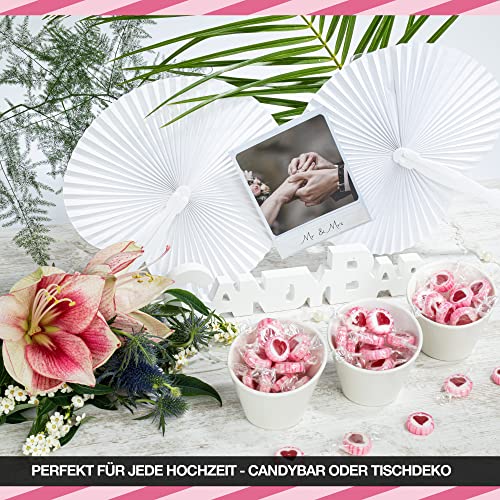 500 g Rocks Herz-Bonbons - süße Tisch-Deko zu Hochzeit Taufe Valentinstag Muttertag Kommunion - Handarbeit zum Naschen - Rosa