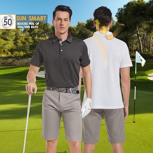 Image of Mens Golf Shirt Short Sleeve Moisture Wicking Dry Fit Performance Solid Pique Collared Golf Polo Shirts for Men