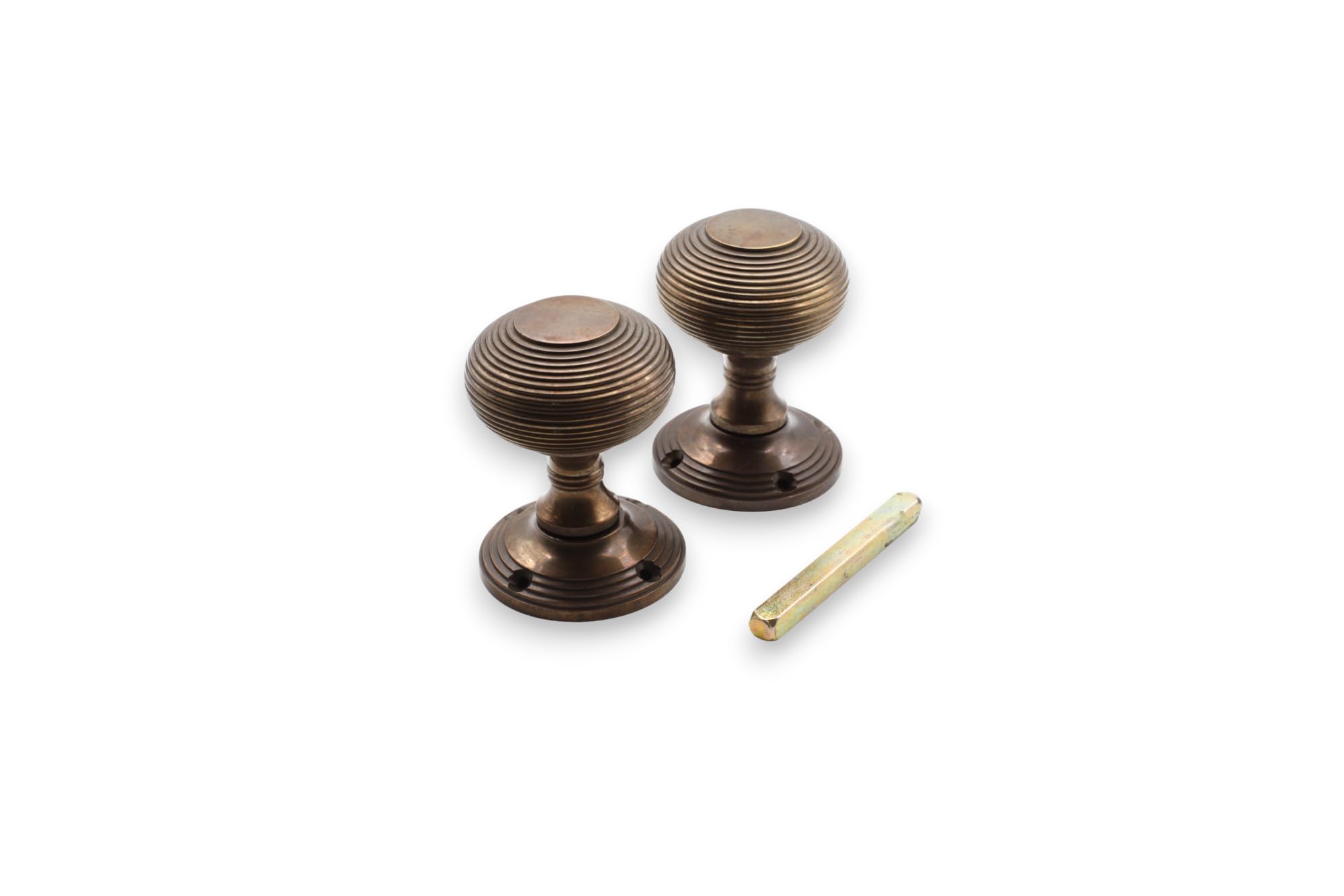 Infinity Decor Set di pomelli rotondi per porta a mortasa a mortasa in ottone massiccio, stile vittoriano, 55 mm, coppia di maniglie per interni ed esterni