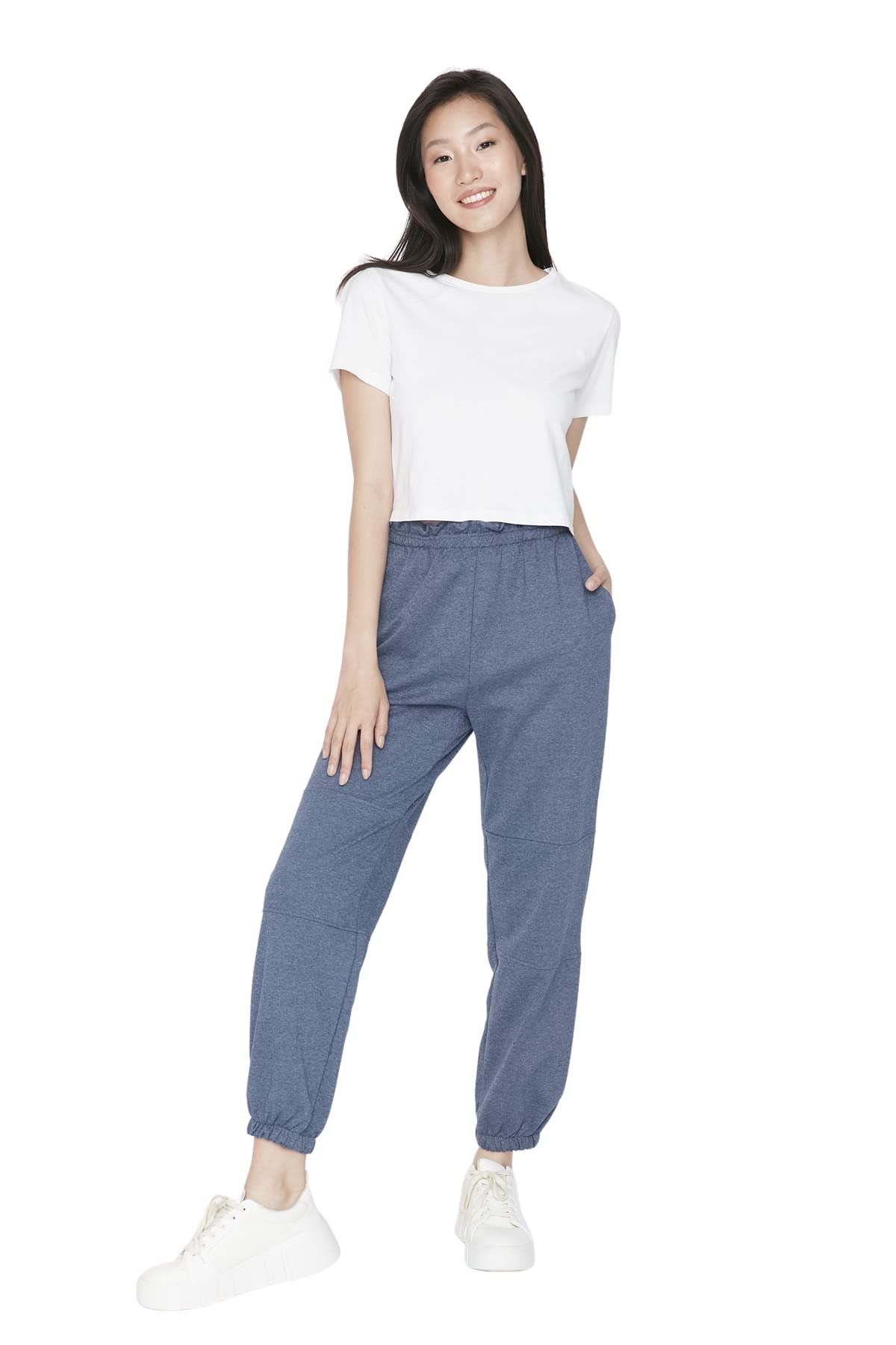TRENDYOL Damen Trendyol Herren Loungewear Mittlerer Bund Jogginghose Sweatpants, Indigoblau, M EU