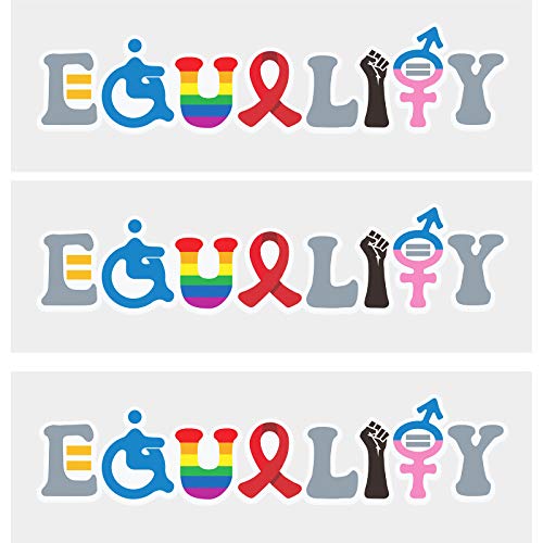 5 Pieces 2 x 6 Inch Vinyl Bumper Stickers Equality Sign Stickers Waterproof Equal Window Decals Funny Car Equality Stickers for Windows, Trucks, Cars and Laptops Decoration