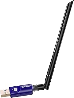 Network Devices for PC - Techkey WiFi Dongle 1200Mbps Network Devices with Dual Band 2.4GHz/5GHz 5dBi High Gain Antenna for Desktop PC Computer Laptop Windows 11/10/8.1/8/7(Blue)
