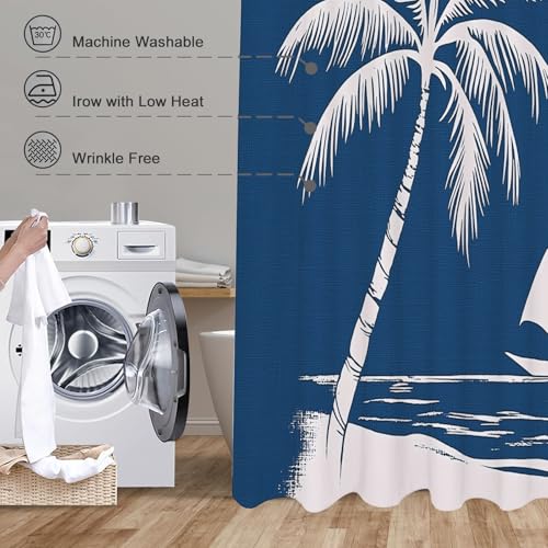 Rideau de douche polyester lavable imperméable 240x200 abstrait palmiers pour cabine douche - 5