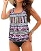 Yonique Women Two Pieces Tribal Printed Flyaway Tankini Sets with Triangle Brief Swimsuit