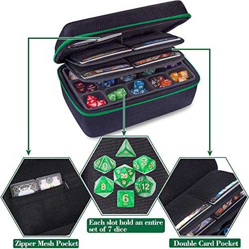 Siquk Dice Storage Case Big Capacity Dice Case Dice Storage Box With Handle And Double Removable Slotted Tray Dice Organizer Case For Dungeons & Dragons And Other Rpg Table Game, Green #TOP1