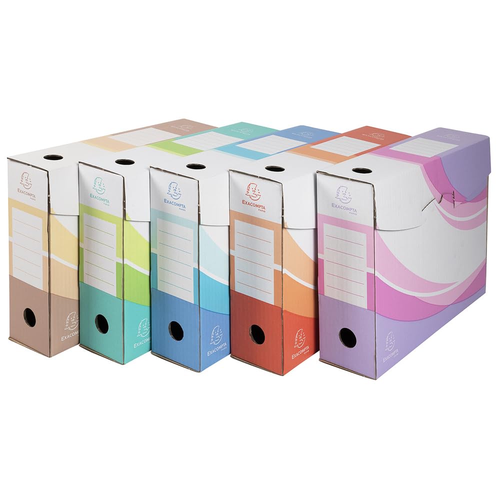 Exacompta 8 Confezioni da 5 Scatole Archivio Kraft A4 Dorso 80 mm Assortiti
