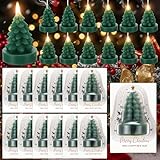 Conelist 24 Pcs Christmas Tree Shaped Candles Mini Christmas Tree Candles Soy Wax Trees Shaped Candle Holidays Scented Candle Gift for Holidays Party Supplies Indoor Decor Table Home Decor