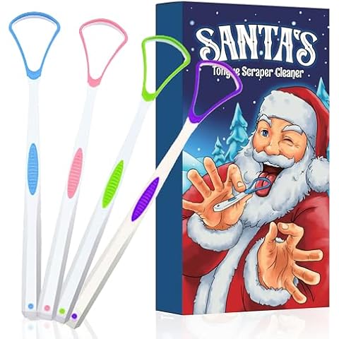 Tongue Scraper for Adults Cleaner Stocking Stuffers for Women Men White Elephant Gifts Christmas Womens Mens Teens Gag Funny Ideas Santa Cool Novelty Funniest Dad Her Him Girl Kids Who Have Everything Cover
