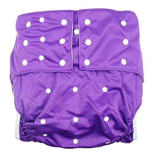 LukLoy Women's Adults Cloth Diapers for Incontinence Care Protective Underwear -Dual Opening Pocket Washable Adjustable Reusable Leakfree for Waist Large Size 65~135cm (Purple)