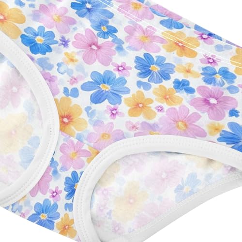 Watercolor Floral White Toddler Girls Underwear 2t Cotton Panties Little Girl Cartoon Undies Kids Briefs4
