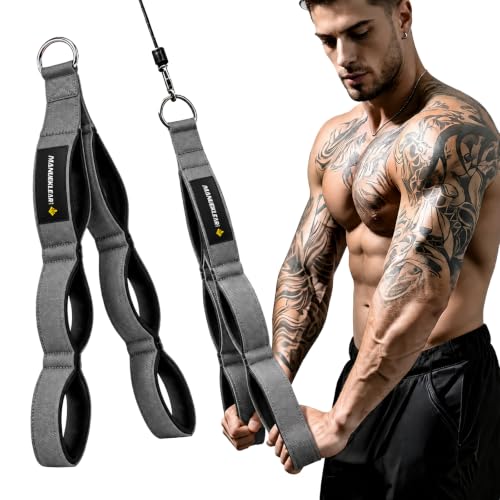 Image of MANUEKLEAR 24-Inch 3-Grip Tricep Rope Cable Attachment for Gym Greater ROM
