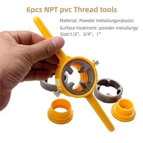 NestNook 6-teiliges NPT-Gewindeschneider-Werkzeugset für PVC-Rohre (Größen 1/2, 3/4 und 1)