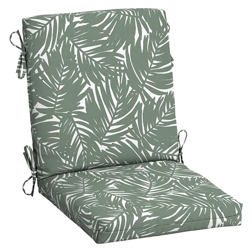 Image of Arden Outdoor Midback Chair Cushion, 18 x 16.5, Rain-Proof, Fade Resistant Sage King Palm