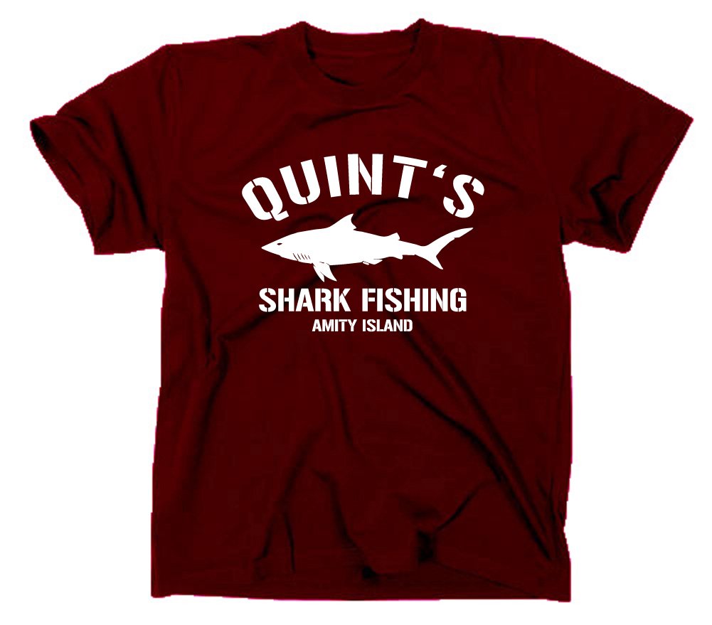 Styletex23 Men's Maroon Quint's Shark Fishing Amity Island T-Shirt, Xxl,