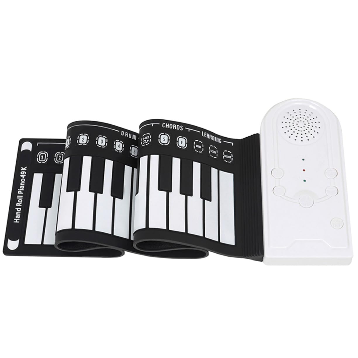 Pianoforte Nero Arrotolabile Pieghevole 49 Tasti Elettronico | Silicone, Altoparlante Integrato, Portatile, per Ragazzo Ragazza e Adulti, Componenti Abs e Elettronici