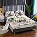 Nttopship Romantism 4 Pieces Bed Sheets Soft Microfiber,Eiffel Tower Bedding Set Fitted Sheet Deep Pockets Top Flat Sheet Room Decor Romantic Floral Queen Size with 2 Pillowcases for Girls and Boys