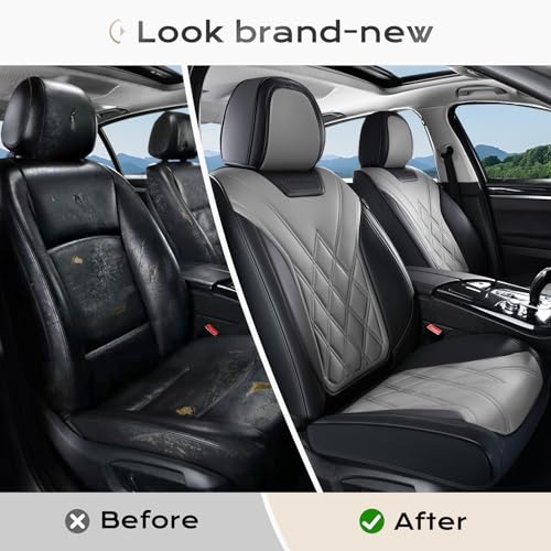 Image of Coverado Car Seat Covers, Front Covers for Cars, Car Seat Cover Front Seats, Automotive Seat Cover, Waterproof, Leather Car Seat Cushion, Universal Interior Covers Seat Protectors for Most Cars