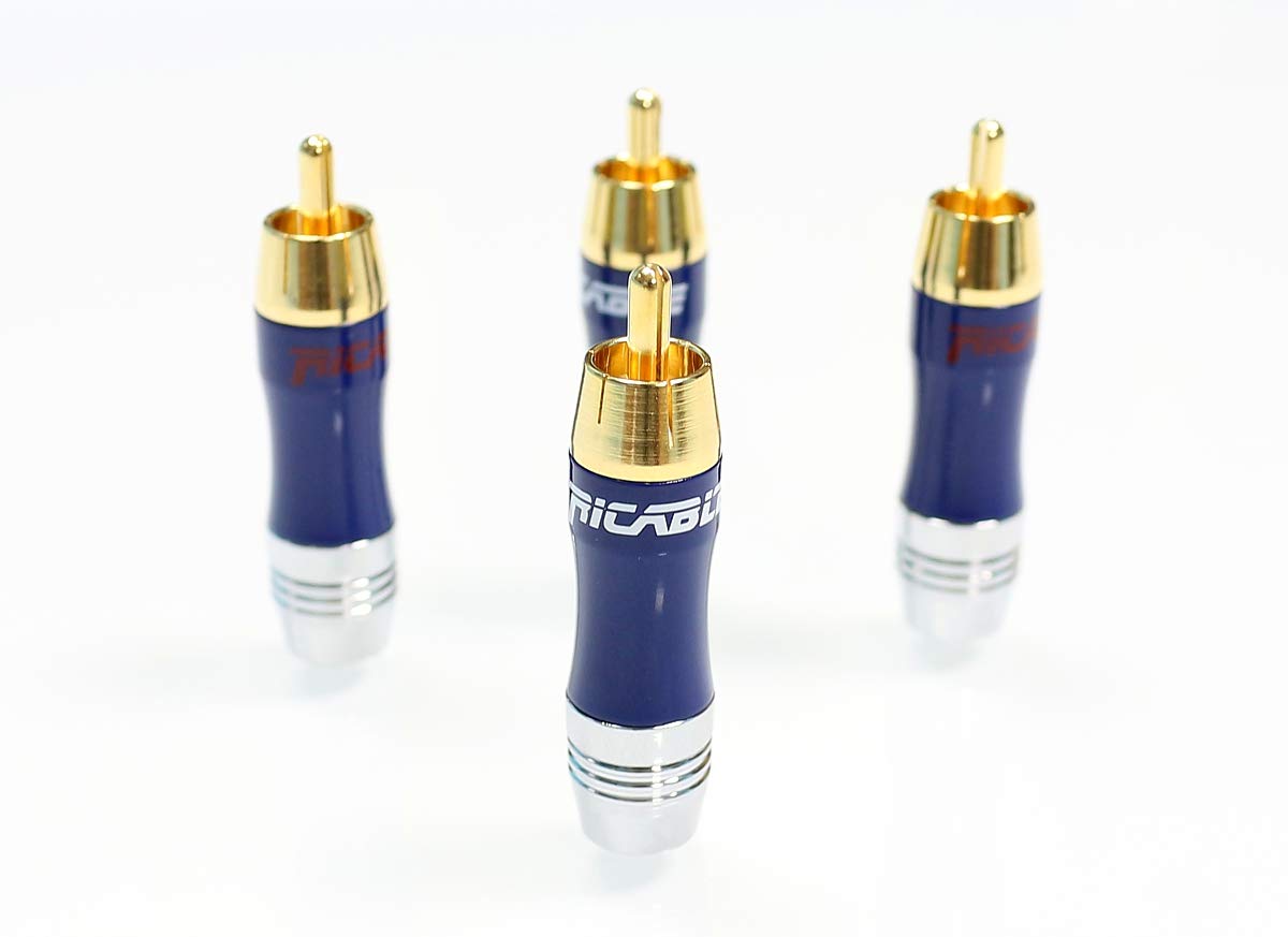 Ricable Custom RNU - Kit 4 Pz. Connettori RCA Hi-Fi a Saldare per cavo 7 mm max.