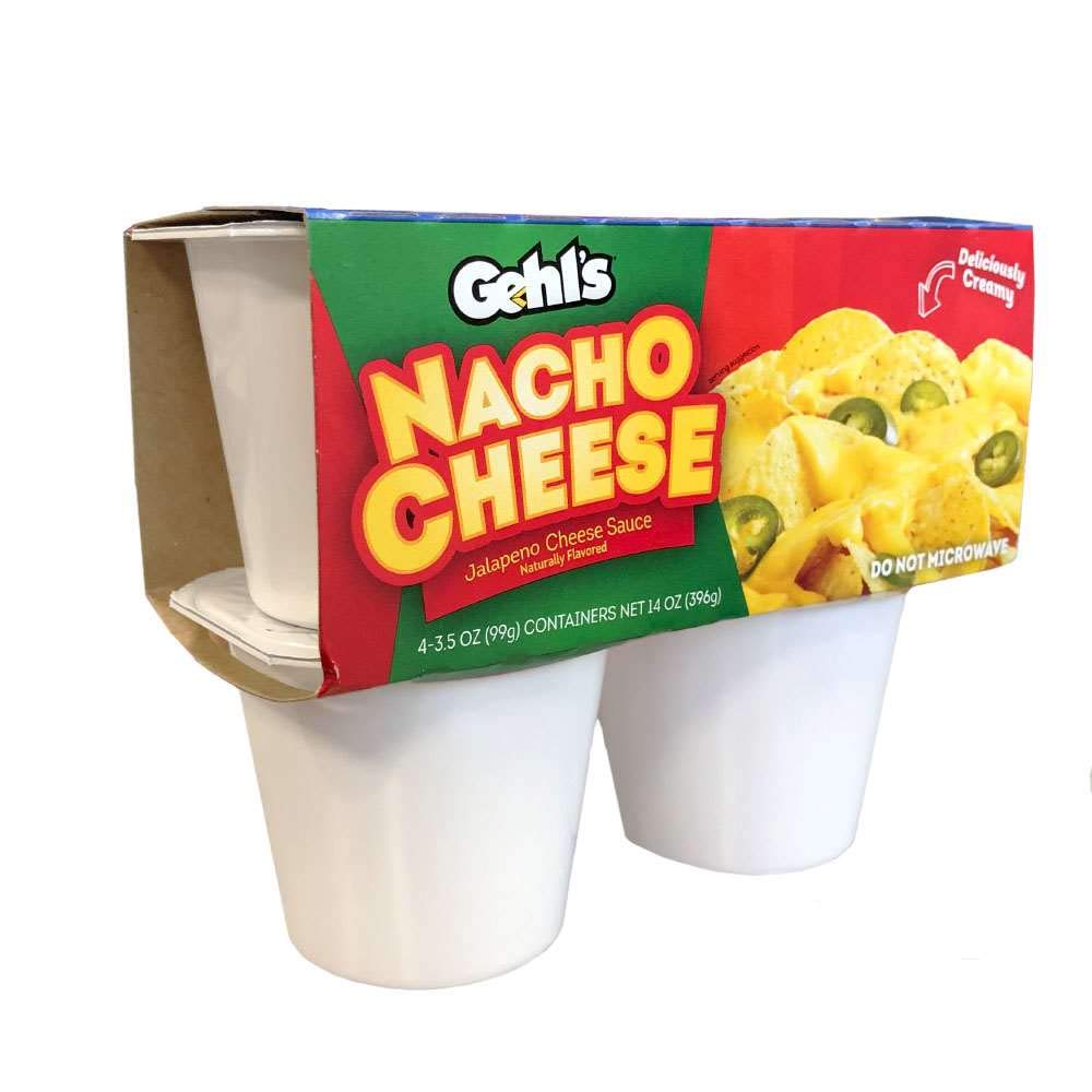Gehl's Nacho Cheese Sauce 4-Pack 3.5 Oz. Cups, Case of 6, Total 24 Cups