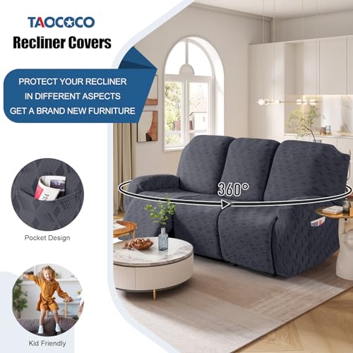 Taococo Recliner Sofa Covers Stretch Reclining Couch Cover, Jacquard Recliner Couch Cover For 3 Seat Furniture Protector Sofa Slipcovers With Elastic Bottom For Kids thumb #2
