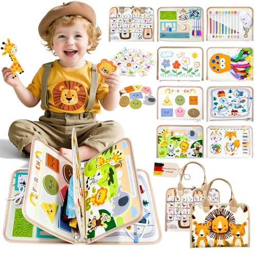 Sumtoco Busy Board Deutsch Busy Board Ab 3 Jahr Montessori Spielzeug Montessori Spielzeug Baby Spielzeug Ab 3 Jahre Motorikspielzeug Quiet Book Activity Board Geschenke für Junge Mädchen