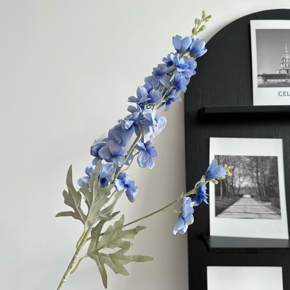 4 Fiori Artificiali Delphinium A Stelo Lungo 106 Cm - Champagne - In Seta Realistica Per Vasi Alti - Decorazione Casa, Matrimonio, Composizioni Floreali - 2