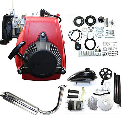 Motorized Bicycle Kit 49CC 4-Stroke Gas Petrol Bike Engine Air-Cooled System Single Cylinder Chain Drive Scooter Engine Conversion Kit for Normal 28â€ V Frame Bike and 26â€ ATV Bike (Chain Type)