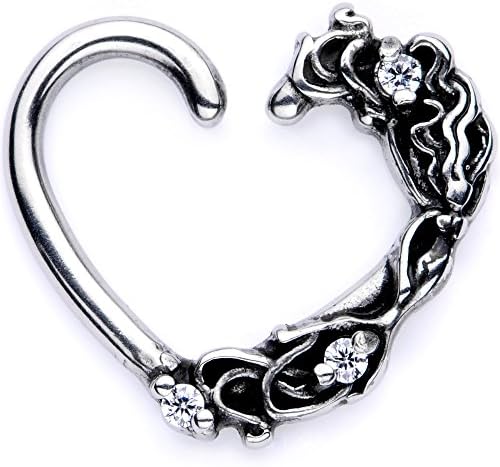 Body Candy Body Piercing Jewelry 316L Stainless Steel 16G Left Closure Daith Floral Heart Tragus