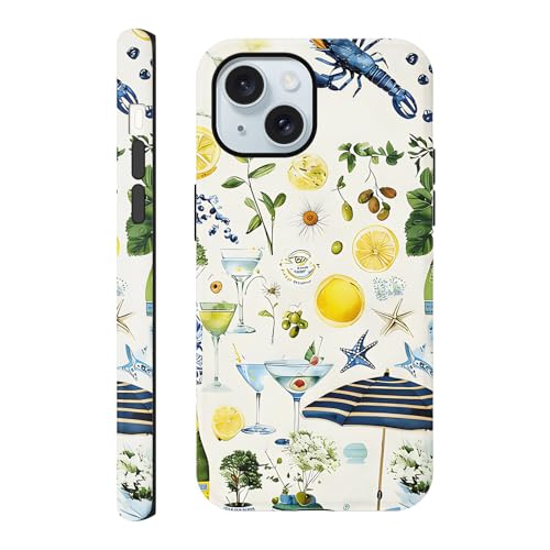 Coque iPhone 15 collage d'été antichoc esthétique citrons