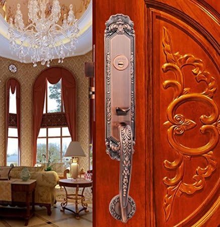 K6838 # Luxurious Mortise Lock Entry Entrance Front Door Handle Lockset (Single Door, Red Antique Bronze)