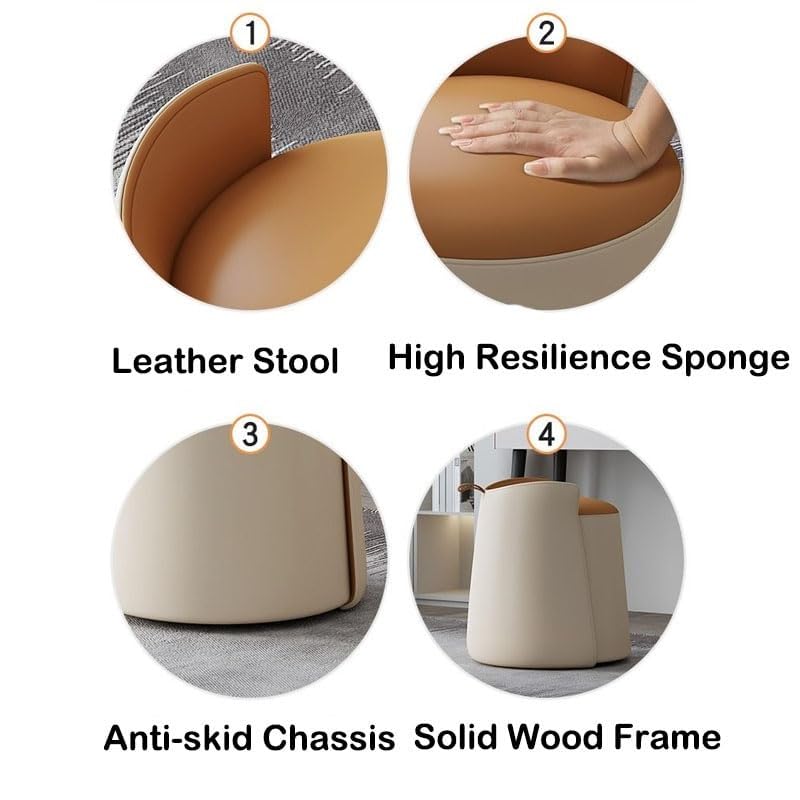 Silla de tocador de cuero y taburete decorativo para dormitorio funcional 5