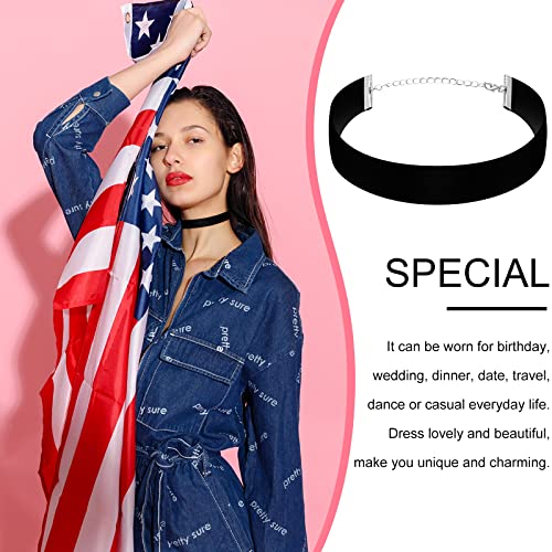 Yinkin 5 Pieces Classic Black Velvet Choker Necklace Soft Women's Choker Necklaces Black Choker Necklace For Women Wide Black Velvet Choker For Women Girls Kids Neck Jewelry Accessories (Simple) #TOP5