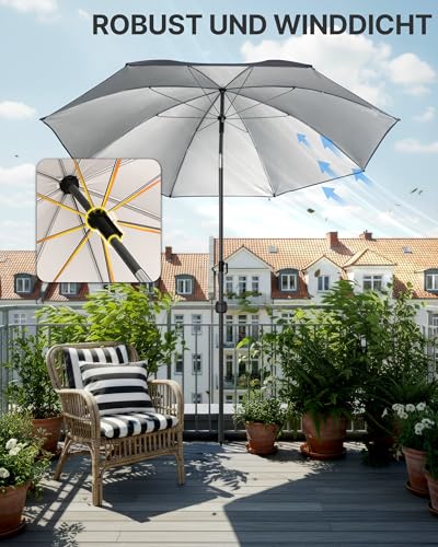4smile Strandschirm SunnyJoy, Ø 180 cm - UPF 50+ Sonnenschirm Strand mit Hülle, Sonnenschirm Balkon - Strandschirm windfest stabil, platzsparender Balkon Schirm als Ersatz für Kurbelschirm, Anthrazit 6