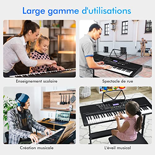DREAMADE Clavier de Piano Électronique 61 Touches, Piano Numérique avec Support Réglable Tabouret Pliable Écran LCD Casque Micro, 84,5×32,5x69cm pour Enfant Débutant et Professionnel - Les Beatles, Paul McCartney, John Lennon, RIngo Starr, George Harrison DREAMADE Clavier de Piano Électronique 61 Touches, Piano Numérique avec Support Réglable Tabouret Pliable Écran LCD Casque Micro, 84,5x32,5x69cm pour Enfant Débutant et Professionnel – Image 8