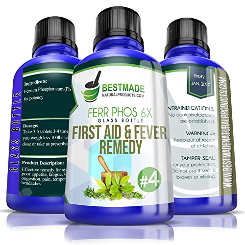 Ferrum Phosphoricum 6X Glass Bottle | First Aid and Fever Remedy
