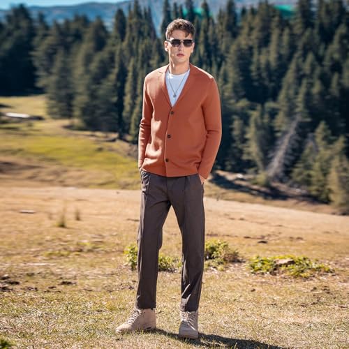 Image of Men's Cardigan Sweater Button Front V-Neck Long Sleeve Knit Sweaters