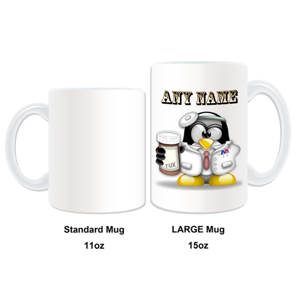 Regalo personalizzato – immersioni con pesce tazza (Pinguino in costume, motivo design, colori) – Qualsiasi nome/Messaggio sul tuo unico, Ceramica, blu