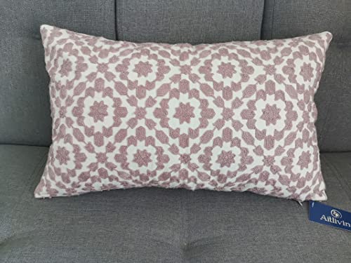 Aitliving Decorative Pillowcase Embroidered Cotton Canvas Mina Trellis Mauve Dusk Lilac 12 X 20 Inch Decorative Lumbar Throw Pillow Cover 30X50Cm Dusk Pink Lilac 1Pc #TOP2