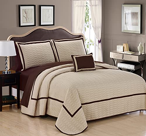 Chic Home 6 Piece Mesa Quilt Cover Set, Twin, Beige #TOP1