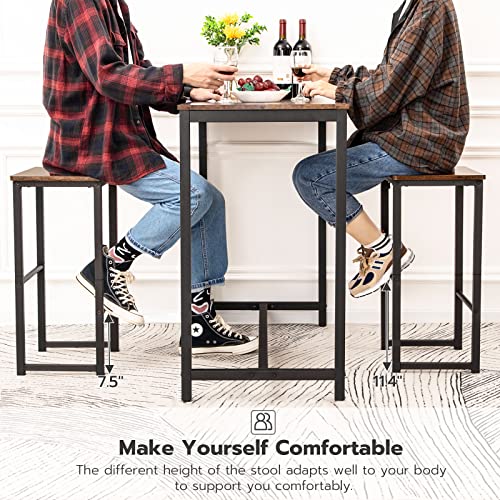Hoobro Bar Stools, Set Of 2 Bar Chairs With Different Height Pedals, 25.6 Inch Tall, Black Steel Frame, For Living Room, Dining Room, Kitchen, Industrial Design, Rustic Brown Bf34By01G1 #TOP3