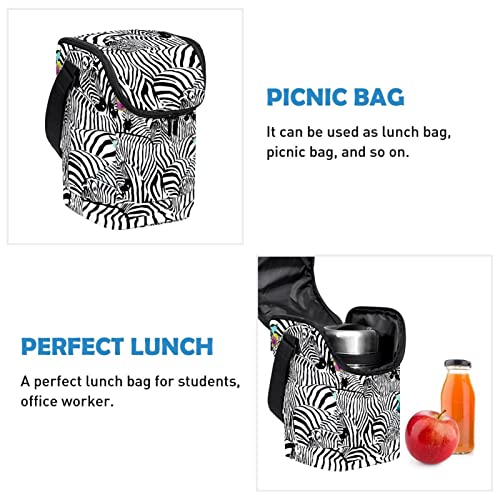 Bolsa de almuerzo resistente Zebras con diseño compacto para oficina y picnic 3