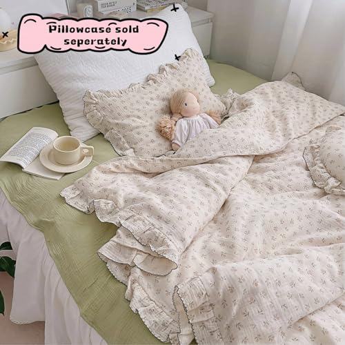 Image of BuLuTu Girls Toddler Duvet Cover 47 x 59 Inch, Soft Muslin Cotton Crib Duvet Covers for Summer Quilt Cover Toddler Baby Bedding Gift, Sprout Print (No Pillow Shams)